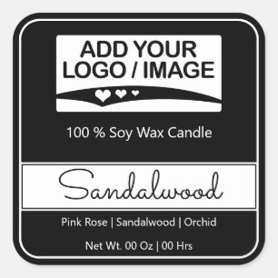 Modern Square Border Simple White Black Logo Image Sticker