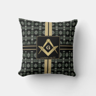 Modern Square & Compass Masonic Throw Pillow