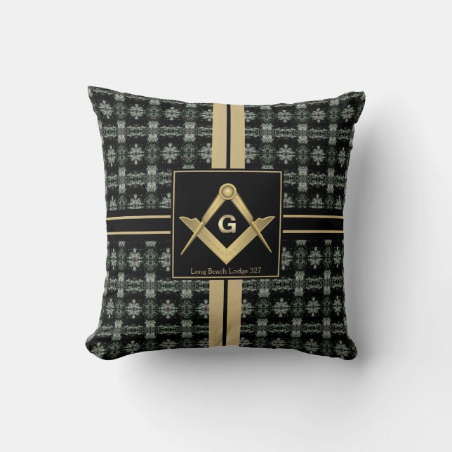 Modern Square & Compass Masonic Throw Pillow (Front)