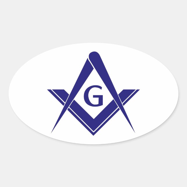 Modern Square & Compasses Oval Sticker (Front)