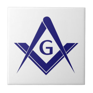 Modern Square & Compasses Tile