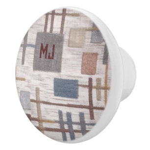 Modern Square Design w/Initials Ceramic Door Knob