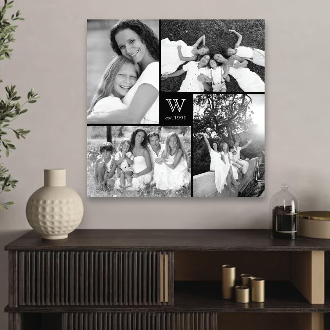 Modern Square Family Monogram Photo Collage Canvas Print (Modern Square Family Monogram Photo Collage Canvas @ fat_fa_tin)