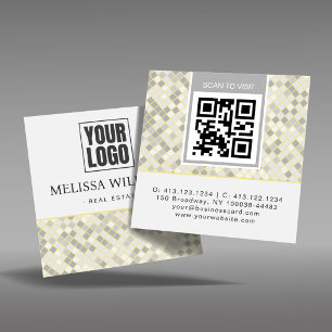 Modern Square Geometric Pattern QR Code  Business Card