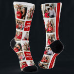 Modern Square Grid 8 Photo Collage Family Friends Socks<br><div class="desc">Create your own 8 photo collage pair of socks with a personalized Christmas Season Greeting! Design template is created using a square insta photo grid. a fun gift for yourself,  family or friends this holidays!</div>