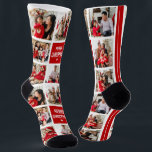 Modern Square Grid 8 Photo Collage Family Friends Socks<br><div class="desc">Create your own 8 photo collage pair of socks with a personalized Christmas Season Greeting! Design template is created using a square insta photo grid. a fun gift for yourself,  family or friends this holidays!</div>