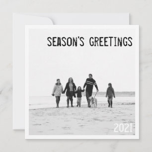 Modern Square Holiday Photo Greeting in B&W Card