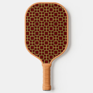 Modern Square Pattern Gold Pickleball Paddle