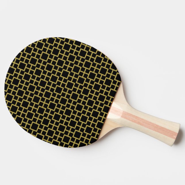Modern Square Pattern Gold  Ping Pong Paddle (Back Side)