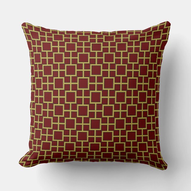 Modern Square Pattern Gold  Throw Pillow (Front)