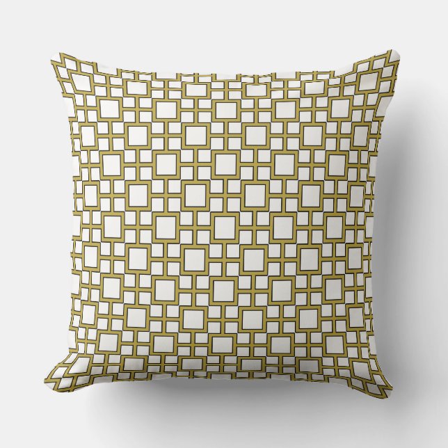 Modern Square Pattern Gold  Throw Pillow (Front)