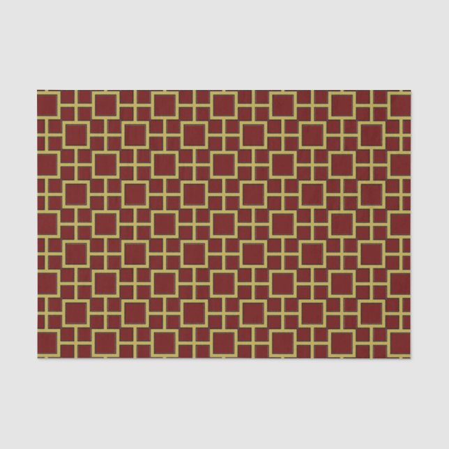 Modern Square Pattern Gold  Tissue Paper (Front)