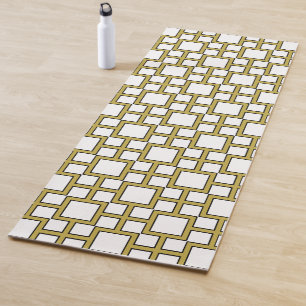 Modern Square Pattern Gold Yoga Mat