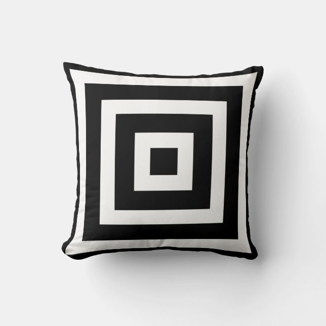 Modern Square Pattern in Black and White Throw Pillow (Front)