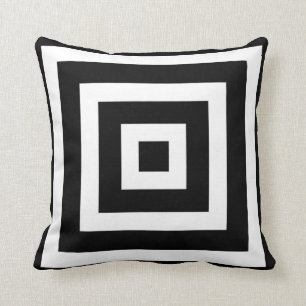 Modern Square Pattern in Black and White Throw Pillow