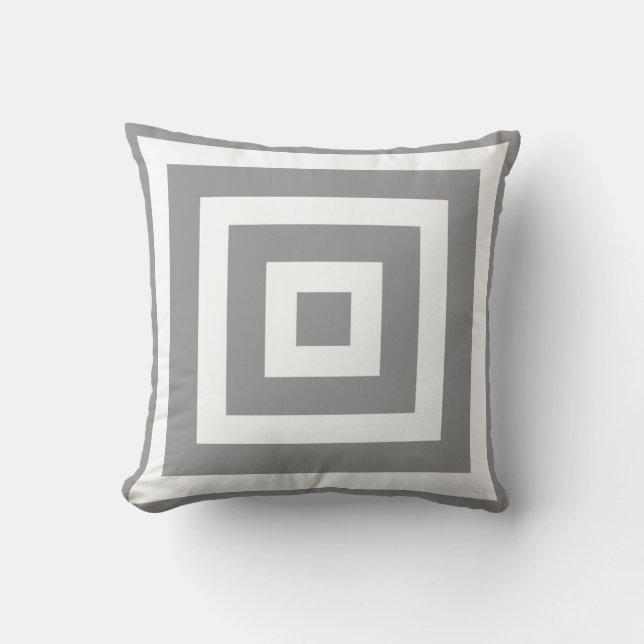 Modern Square Pattern in Grey and White Throw Pillow (Front)