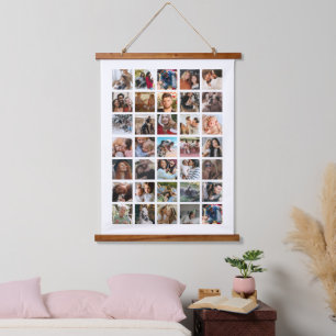 Modern Square Photo Collage Hanging Tapestry