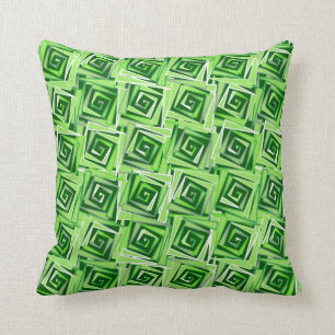 Modern Square Spirals, Jade Green Throw Pillow