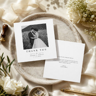 Modern Square Wedding Photo Thank You  Card