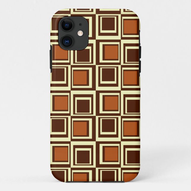 Modern squares, caramel and chocolate brown Case-Mate iPhone case (Back)