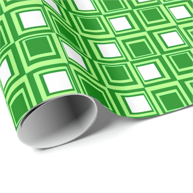 Modern squares, emerald and lime green wrapping paper (Roll Corner)