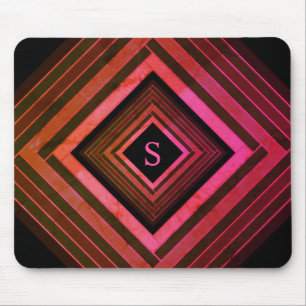 Modern Squares Rustic Pink Geometric Monogram Mouse Pad