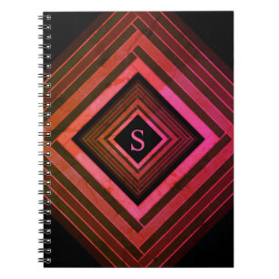 Modern Squares Rustic Pink Geometric Monogram Notebook