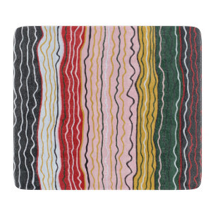 Modern Squiggles 2 6 x 7 Deco Glass Cutting Board