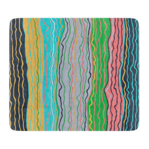 Modern Squiggles 6 x 7 Deco Glass Cutting Board
