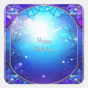 Modern Stained Glass Frame Holiday Sticker