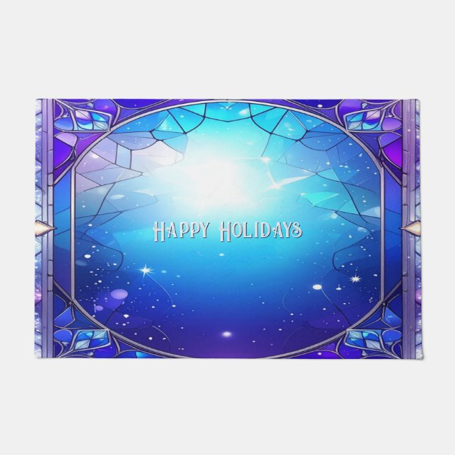 Modern Stained Glass Holiday Doormat (Front)
