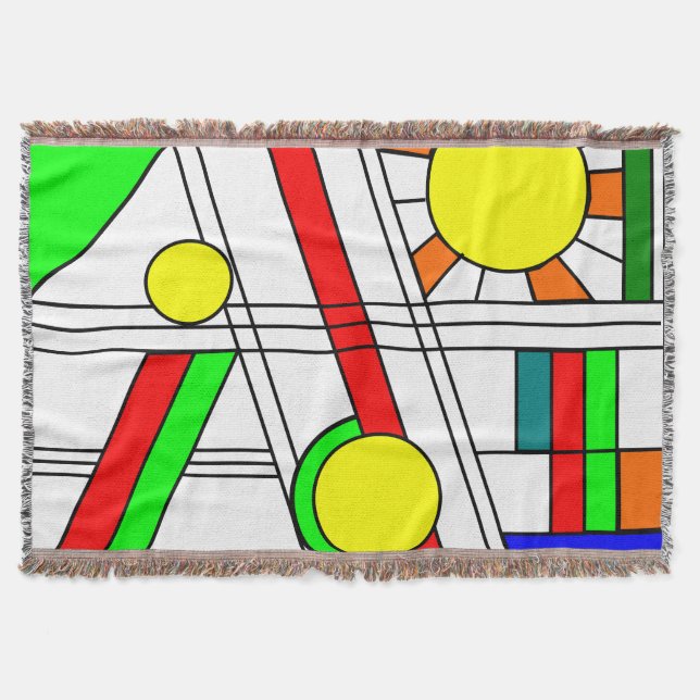 Modern Stained-Glass Look Throw Blanket (Front)