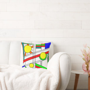 Modern Stained-Glass Look Throw Pillow