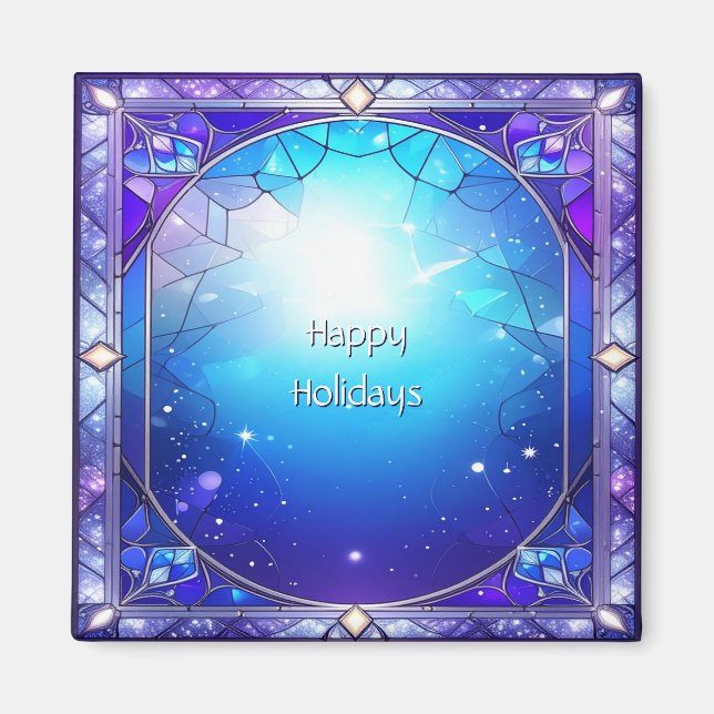 Modern Stained Glass Pattern Holiday Magnet (Front)