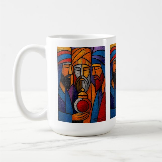 Modern Stained Glass Three Wise Men Coffee Mug (Left)