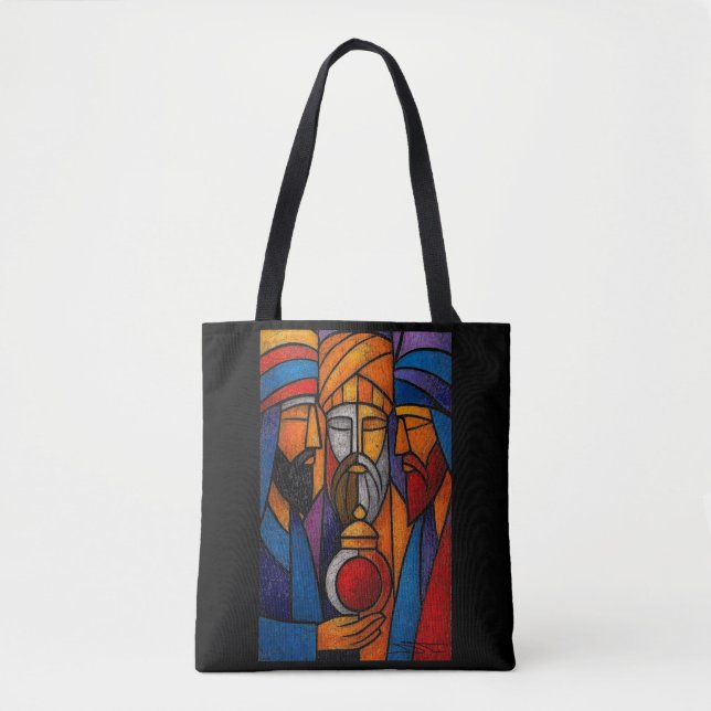 Modern Stained Glass Three Wise Men Tote Bag (Front)