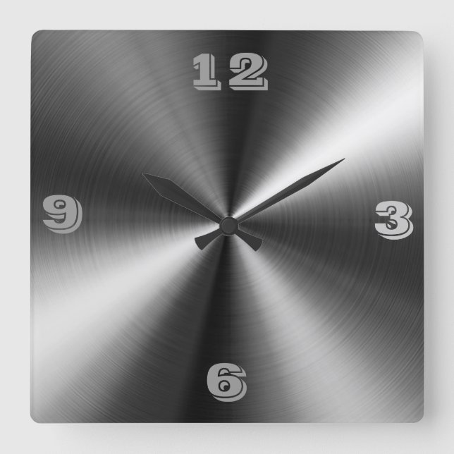 Modern Stainless Steel Designed Tic Toc Square Wall Clock (Front)