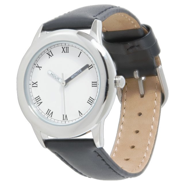 Modern Stainless Steel Watch for Kids in Black (Angled)