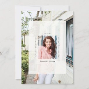 Modern Stamp Any Age Birthday Party Photo Invitation