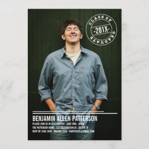 Modern Stamp Photo Graduation Party Announcement