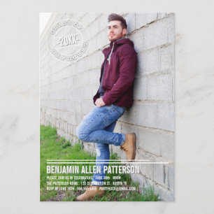 Modern Stamp Photo Graduation Party Announcement