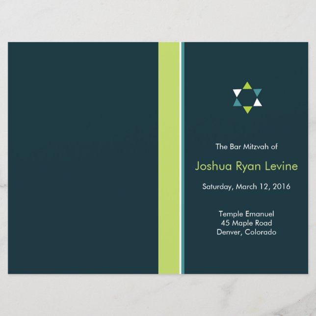 Modern Star Bar Mitzvah Program Flyer (Front)