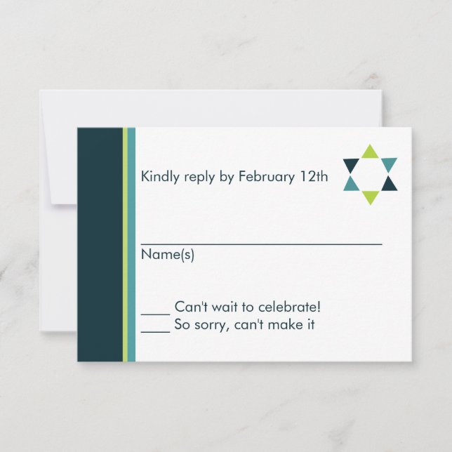 Modern Star Bar Mitzvah Response Card (Front)