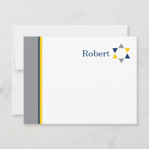 Modern Star Bar Mitzvah Thank You Card
