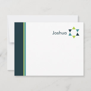 Modern Star Bar Mitzvah Thank You Card