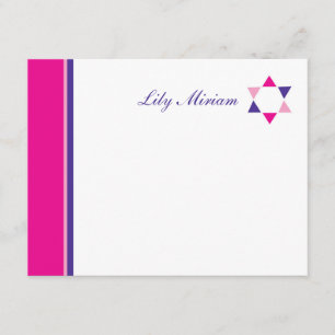 Modern Star Bat Mitzvah Thank You Card