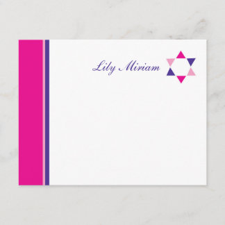 Modern Star Bat Mitzvah Thank You Card