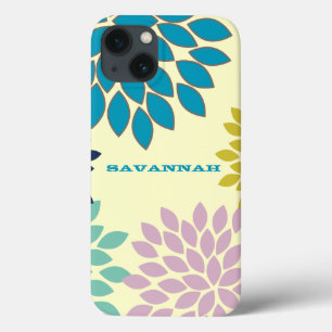 Modern Star Burst Flower Personalized iPhone Case