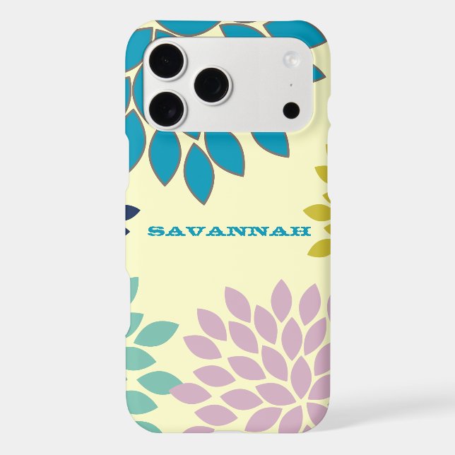 Modern Star Burst Flower Personalized iPhone Case (Back)