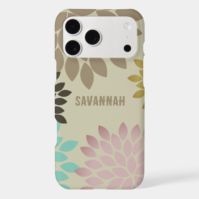 Modern Star Burst Flower Personalized iPhone Case (Back)